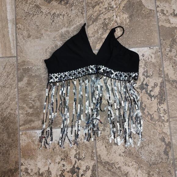 Cute 2000s y2k cheeky usa sequin bra cropped bra top - Picture 1 of 3